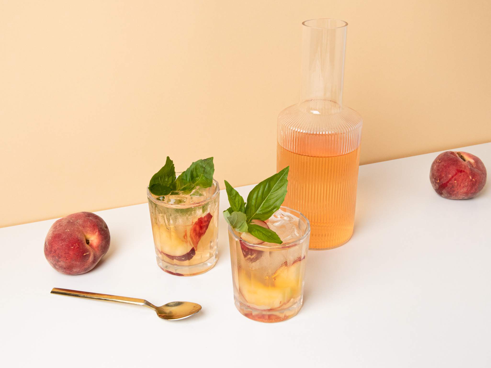 Basil and White Peach Rosé Crush cocktail recipe